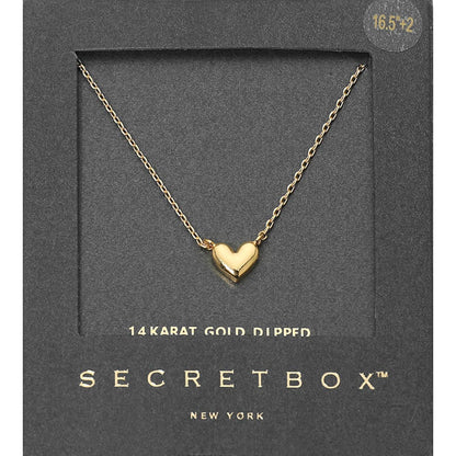 SECRET BOX_14K Gold Dipped Heart Pendant Necklace