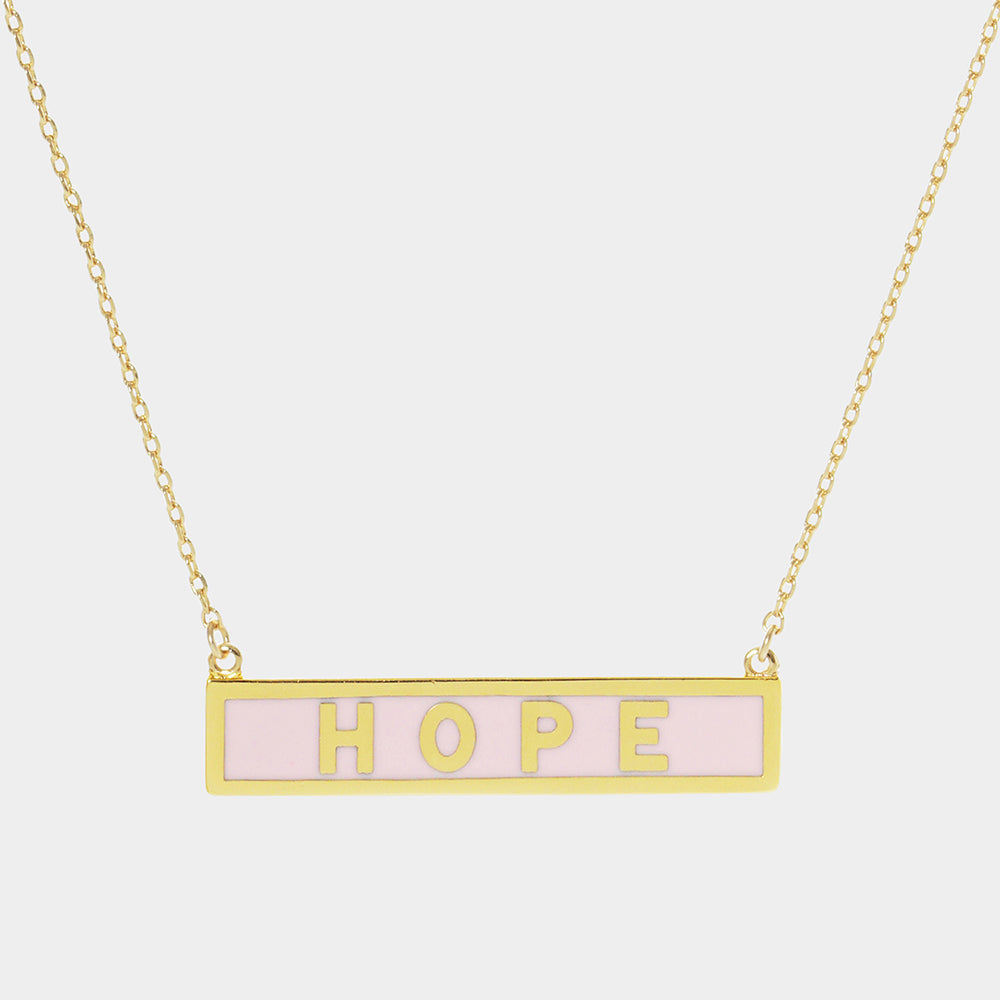 HOPE Gold Dipped Enamel Rectangle Message Pendant Necklace