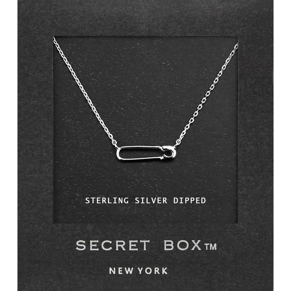 SECRET BOX_Sterling Silver Dipped Safety Pin Pendant Necklace