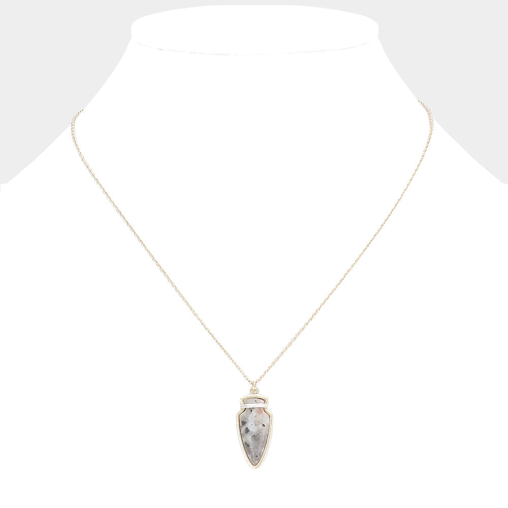 Semi Precious Stone Arrow Pendant Necklace