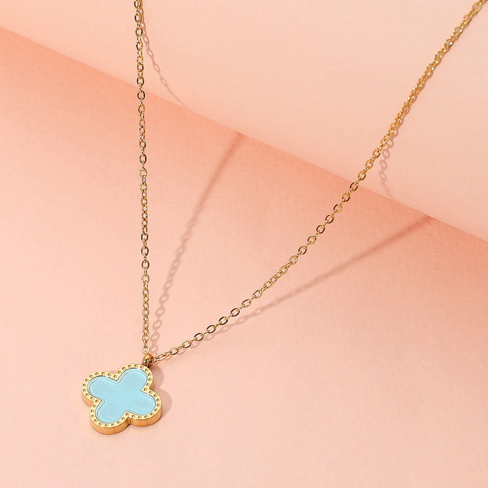 Stainless Steel Quatrefoil Pendant Necklace