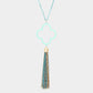 Colored Clover Metal Chain Tassel Pendant Long Necklace