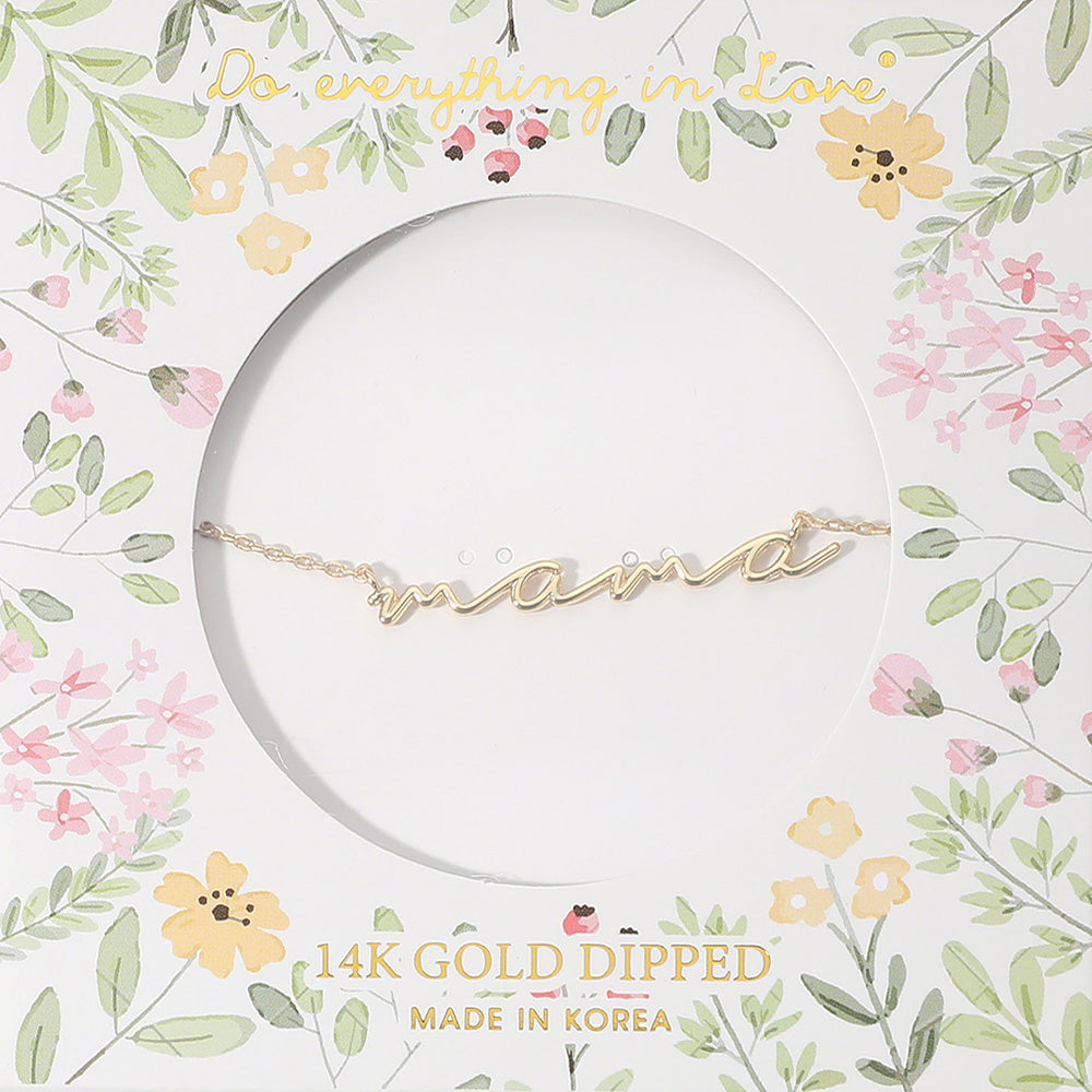14K Gold Dipped Wire MAMA Message Pendant Necklace