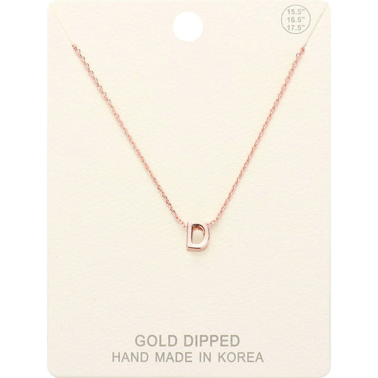 -D- Gold Dipped Initial Monogram Metal Pendant Necklace