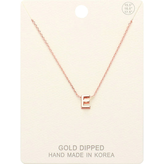 -E- Gold Dipped Initial Monogram Metal Pendant Necklace