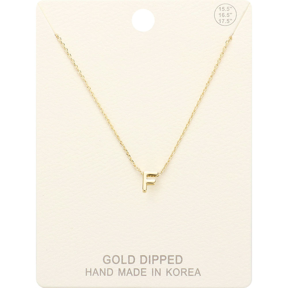 -F- Gold Dipped Initial Monogram Metal Pendant Necklace