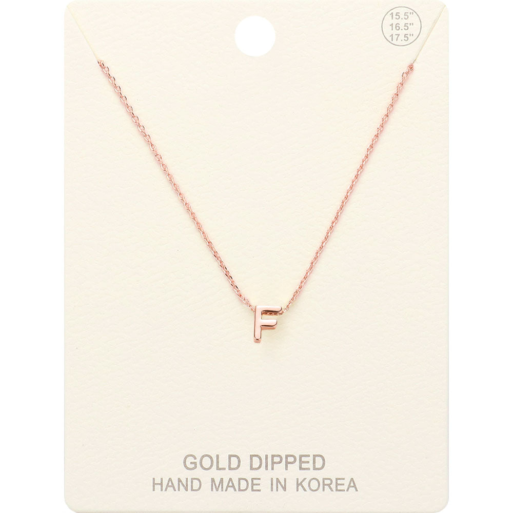 -F- Gold Dipped Initial Monogram Metal Pendant Necklace