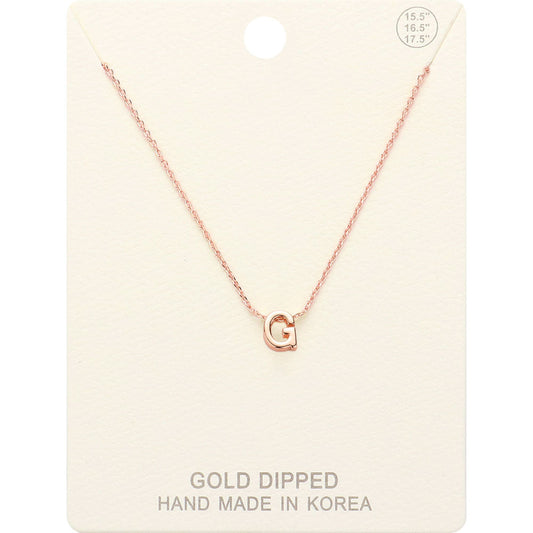 -G- Gold Dipped Initial Monogram Metal Pendant Necklace