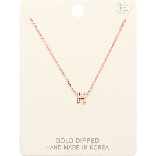 -H- Gold Dipped Initial Monogram Metal Pendant Necklace