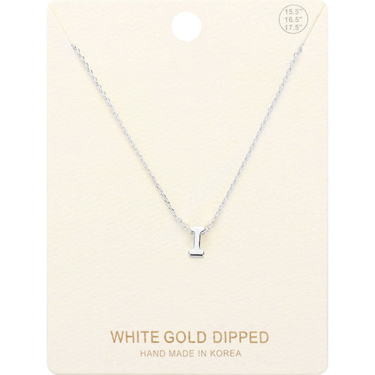 -I- White Gold Dipped Initial Monogram Metal Pendant Necklace
