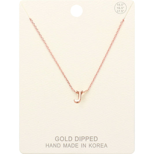 -J- Gold Dipped Initial Monogram Metal Pendant Necklace