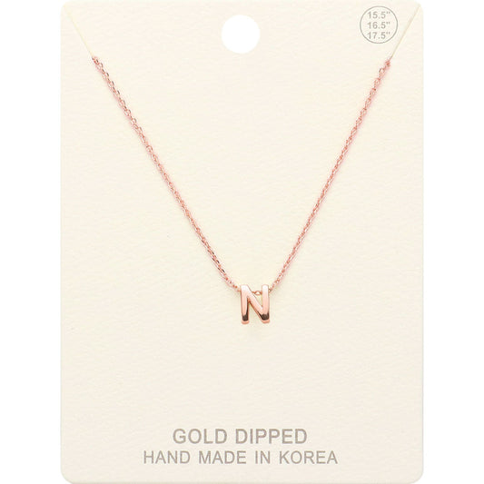 -N- Gold Dipped Initial Monogram Metal Pendant Necklace