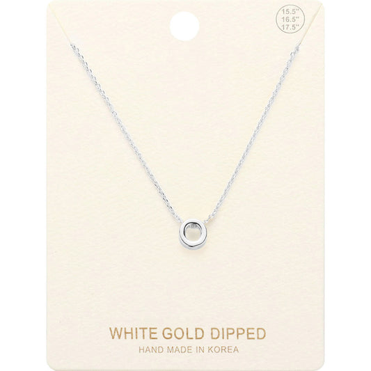-O- White Gold Dipped Initial Monogram Metal Pendant Necklace
