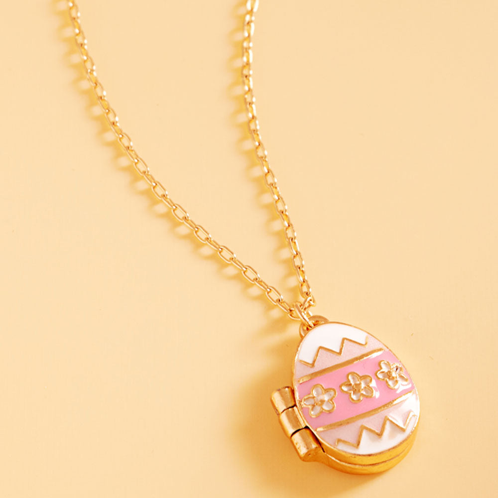 Enamel Easter Egg Locket Pendant Necklace