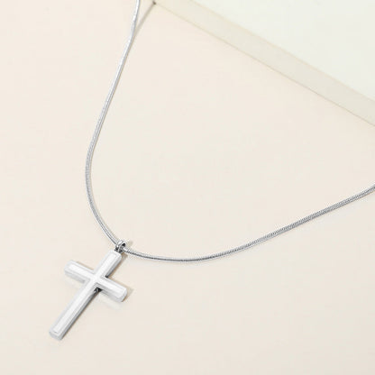 Stainless Steel Cross Pendant Snake Chain Necklace