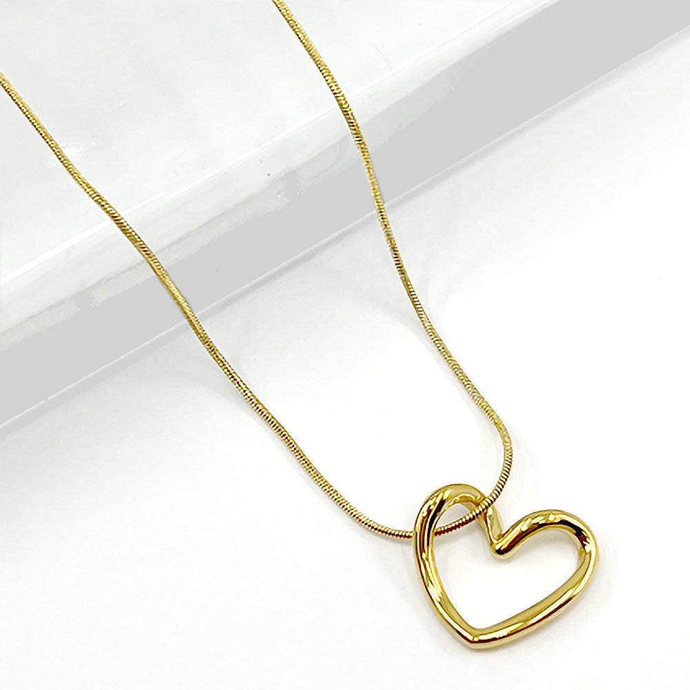 Stainless Steel Open Heart Pendant Necklace