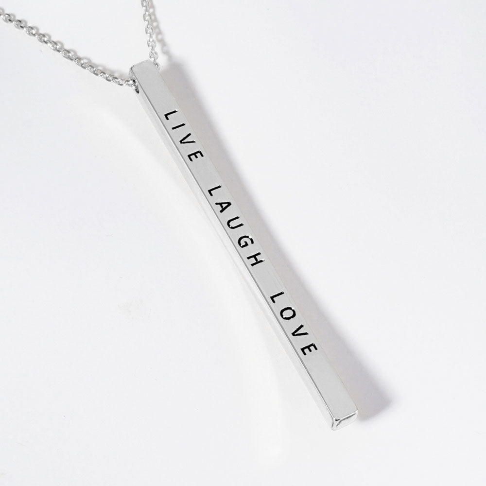 LIVE LAUGH LOVE Brass Metal Bar Pendant Necklace