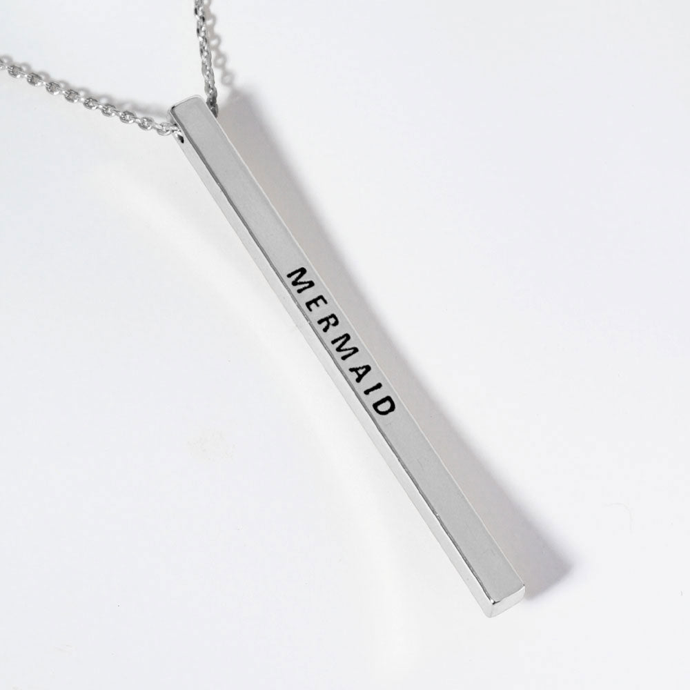 MERMAID Brass Metal Bar Pendant Necklace