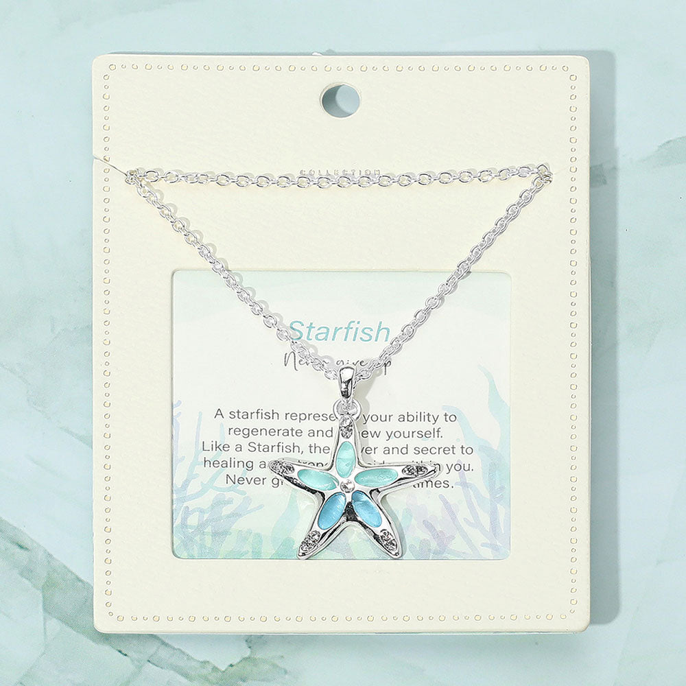 Sea Glass Starfish Pendant Necklace