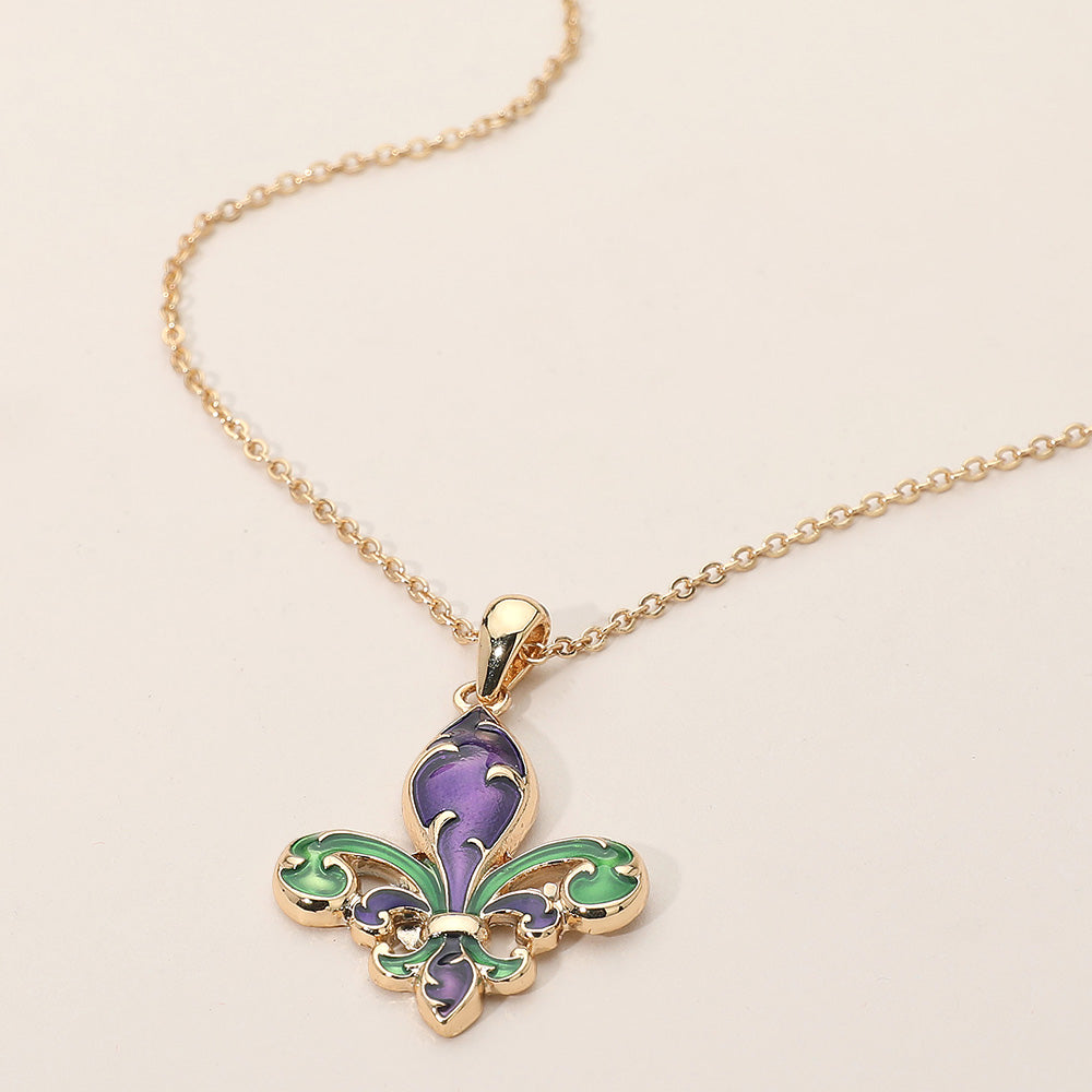 Women's Enamel Fleur de Lis Pendant Necklace