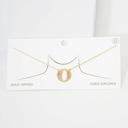 -O- CZ Initial Monogram Pendant Necklace