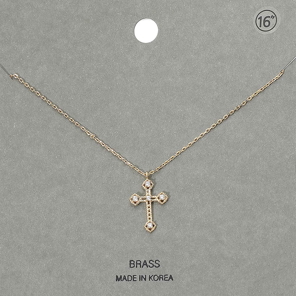 Rhinestone Accent Cross Pendant Necklace
