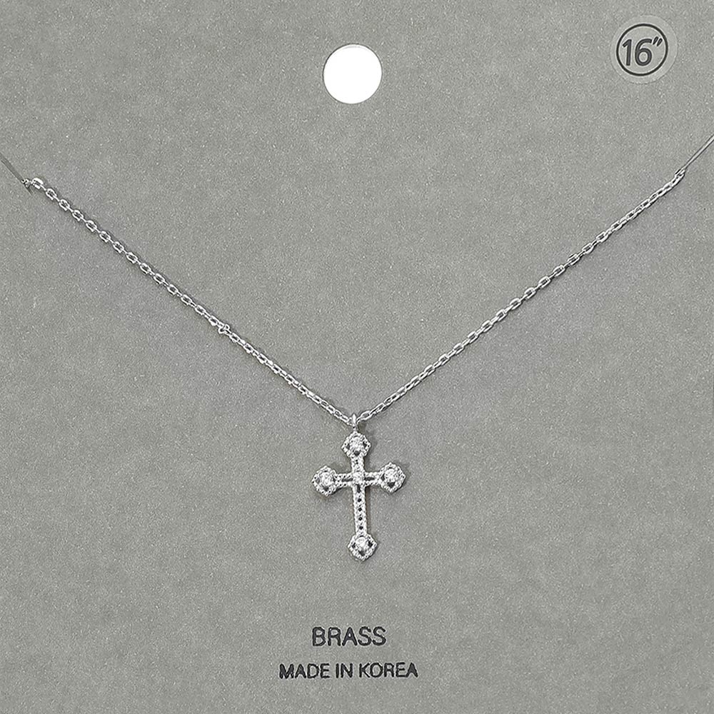 Rhinestone Accent Cross Pendant Necklace