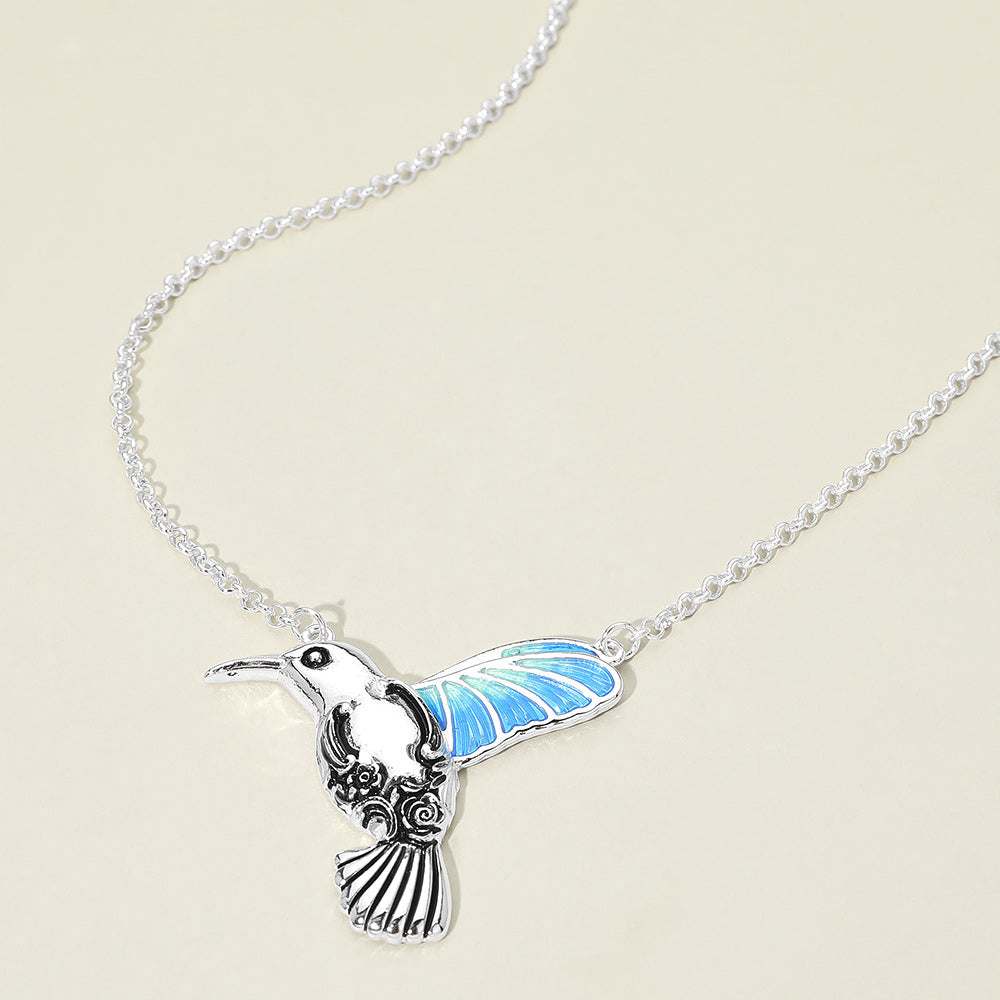 Hummingbird Charm Pendant Necklace