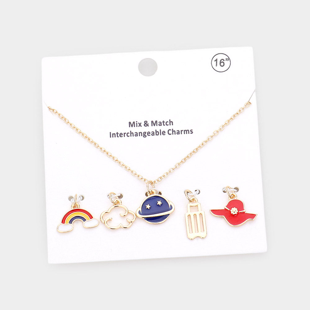 Rainbow Cloud Space Hat Interchangeable Pendant Necklace