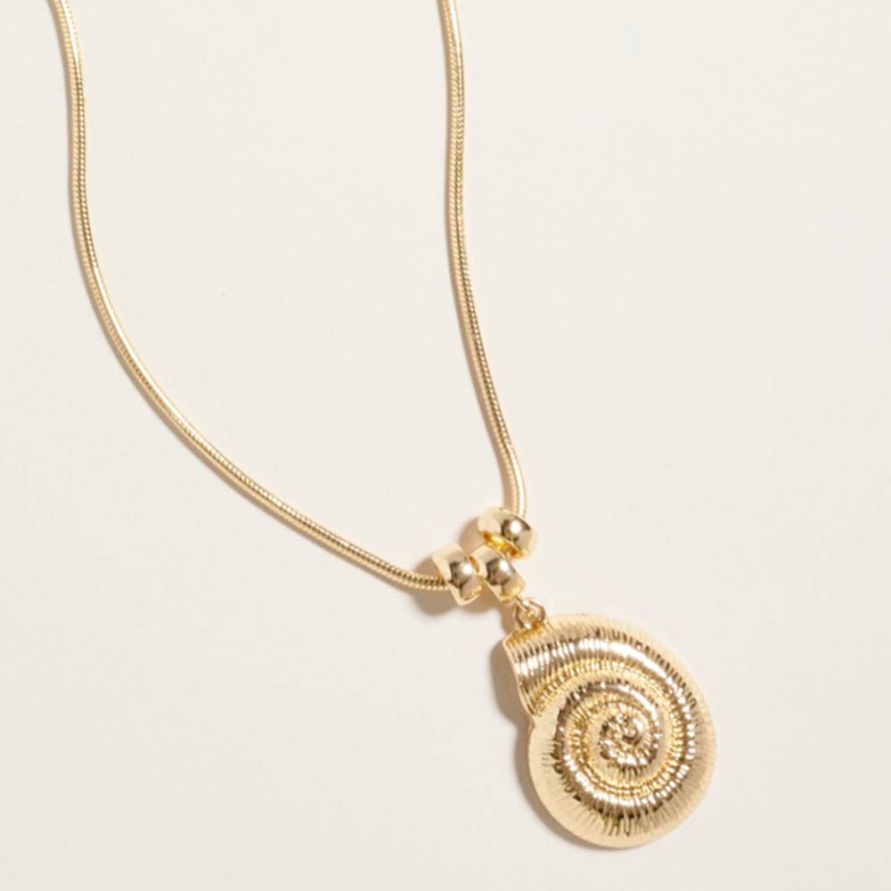 Metal Spiral Shell Pendant Necklace