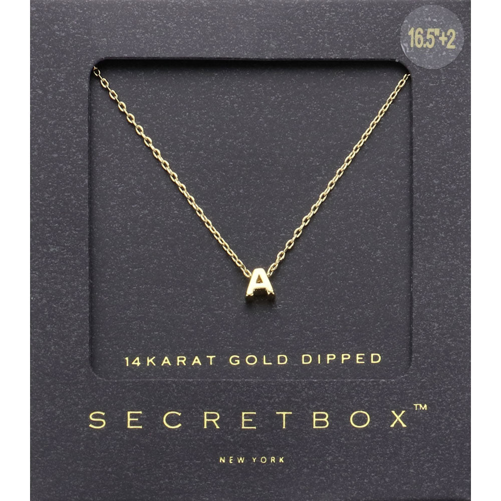 -A- SECRET BOX_14K Gold Dipped Initial Monogram Pendant Necklace