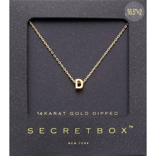 -D- SECRET BOX_14K Gold Dipped Initial Monogram Pendant Necklace