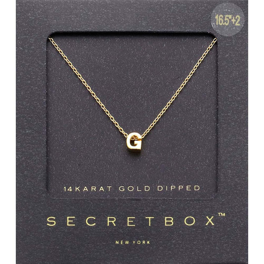 -G- SECRET BOX_14K Gold Dipped Initial Monogram Pendant Necklace