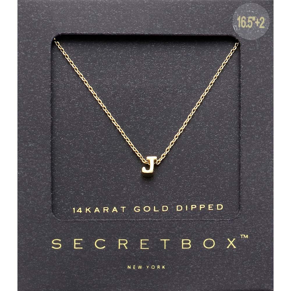 -J- SECRET BOX_14K Gold Dipped Initial Monogram Pendant Necklace