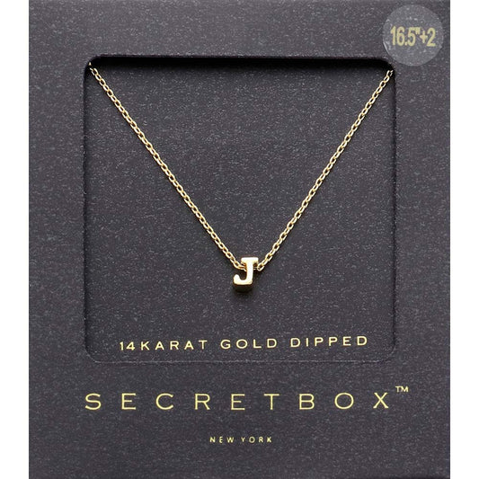 -J- SECRET BOX_14K Gold Dipped Initial Monogram Pendant Necklace
