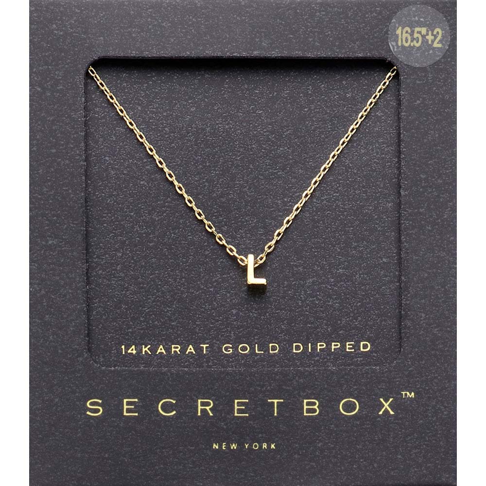 -L- SECRET BOX_14K Gold Dipped Initial Monogram Pendant Necklace
