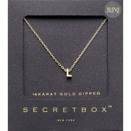 -L- SECRET BOX_14K Gold Dipped Initial Monogram Pendant Necklace