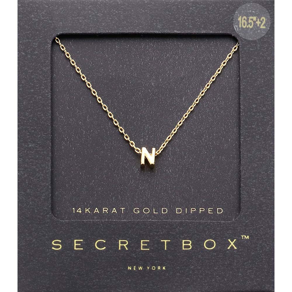 -N- SECRET BOX_14K Gold Dipped Initial Monogram Pendant Necklace