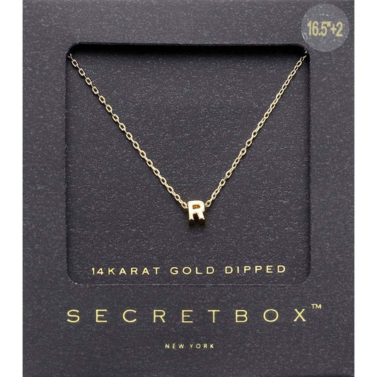 -R- SECRET BOX_14K Gold Dipped Initial Monogram Pendant Necklace