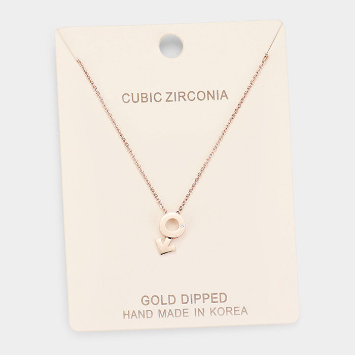 Gold Dipped Cubic Zirconia Female Astrological Sign Pendant Necklace