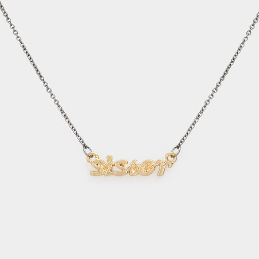 "Sister" Script Pendant Necklace