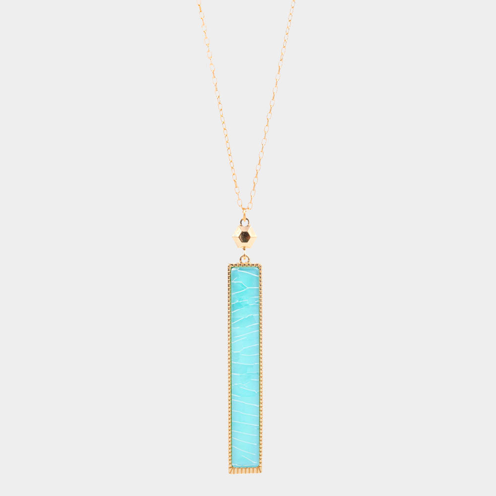 Celluloid Acetate Rectangle Pendant Long Necklace