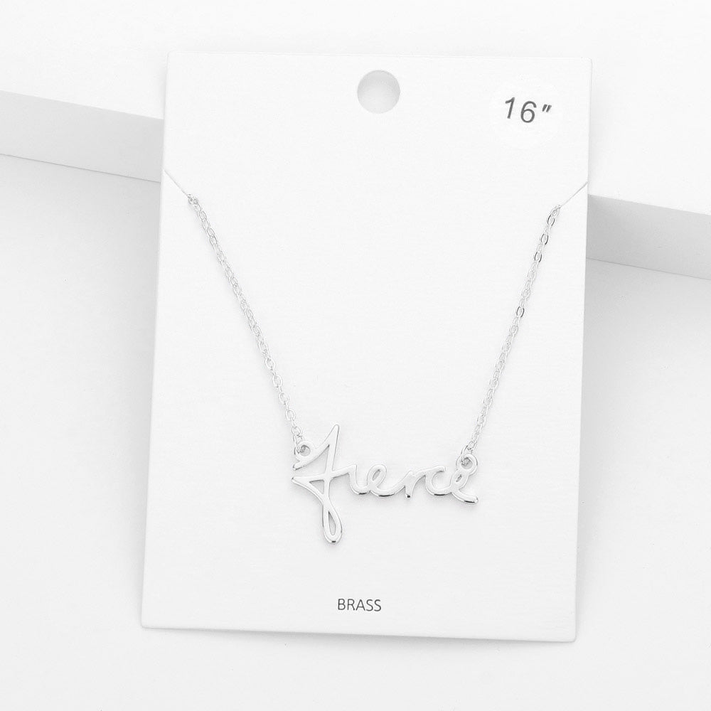 fierce Brass Metal Message Pendant Necklace