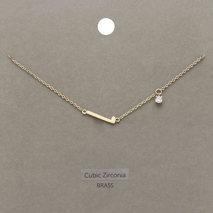 L Brass Metal Cubic Zirconia Initial Monogram Pendant Necklace