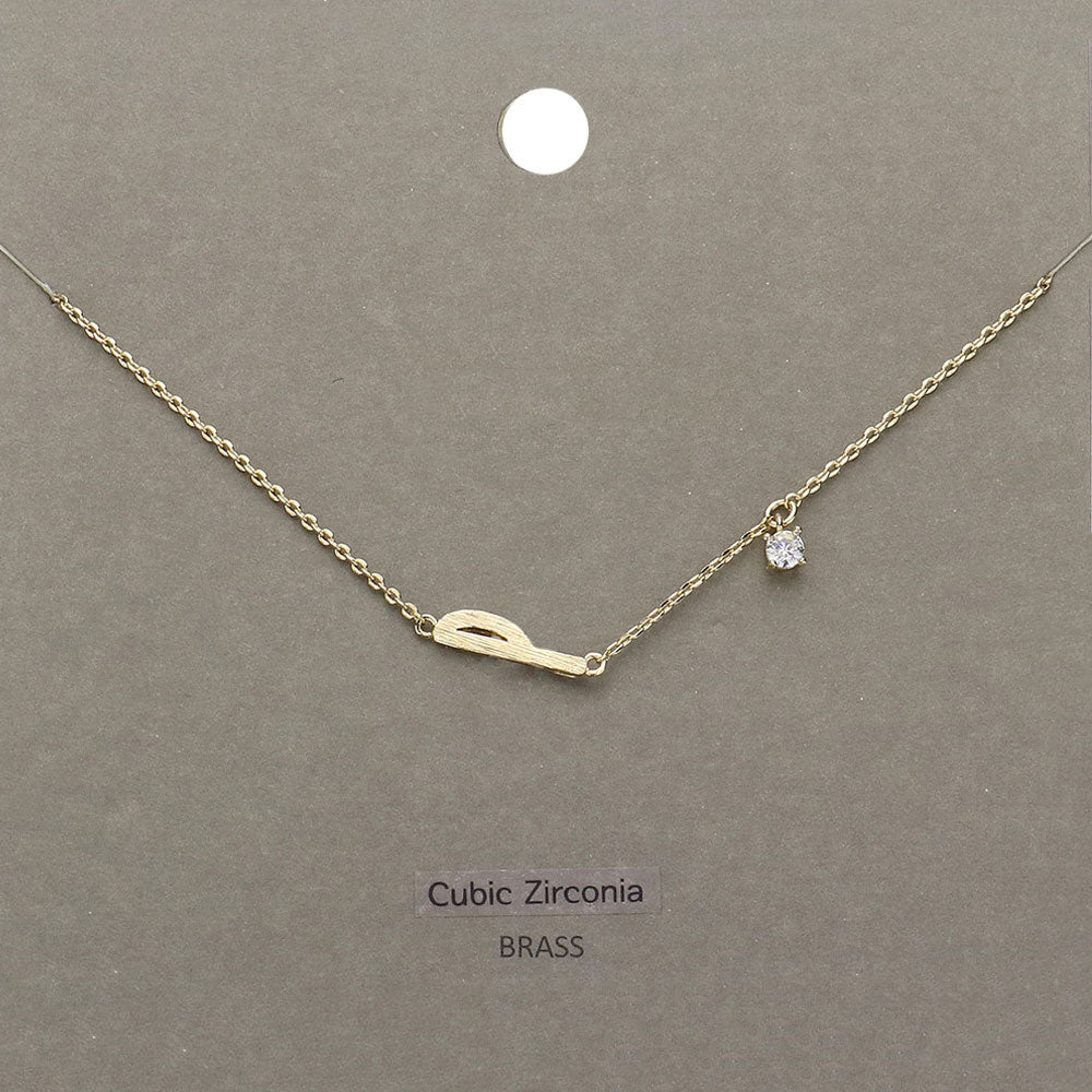 P Brass Metal Cubic Zirconia Initial Monogram Pendant Necklace