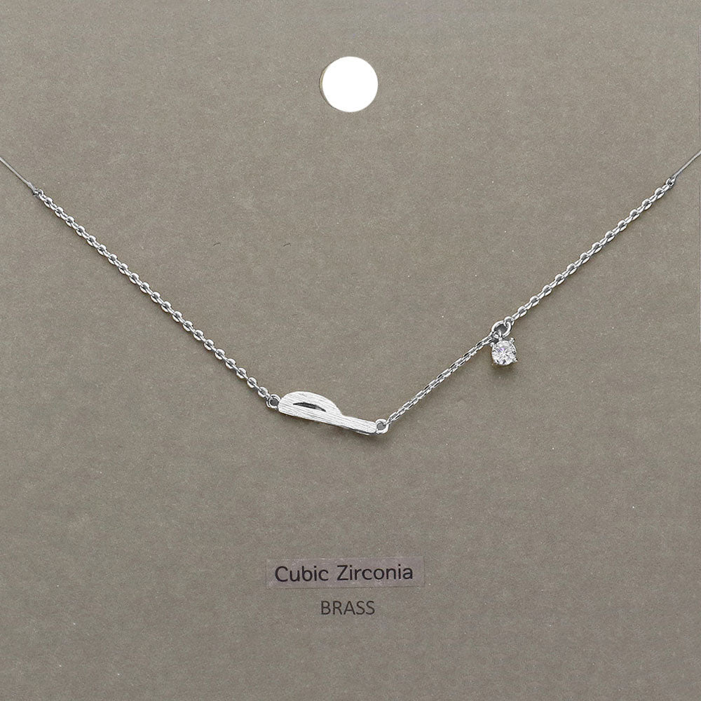 P Brass Metal Cubic Zirconia Initial Monogram Pendant Necklace