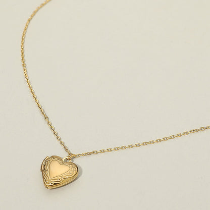Stainless Steel Heart Locket Pendant Necklace
