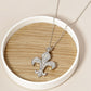 Stone Paved Fleur de Lis Pendant Necklace