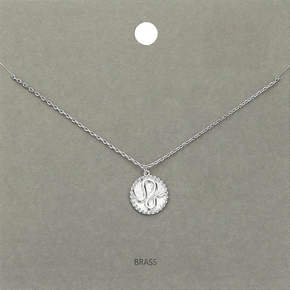 Brass Metal Snake Round Pendant Necklace