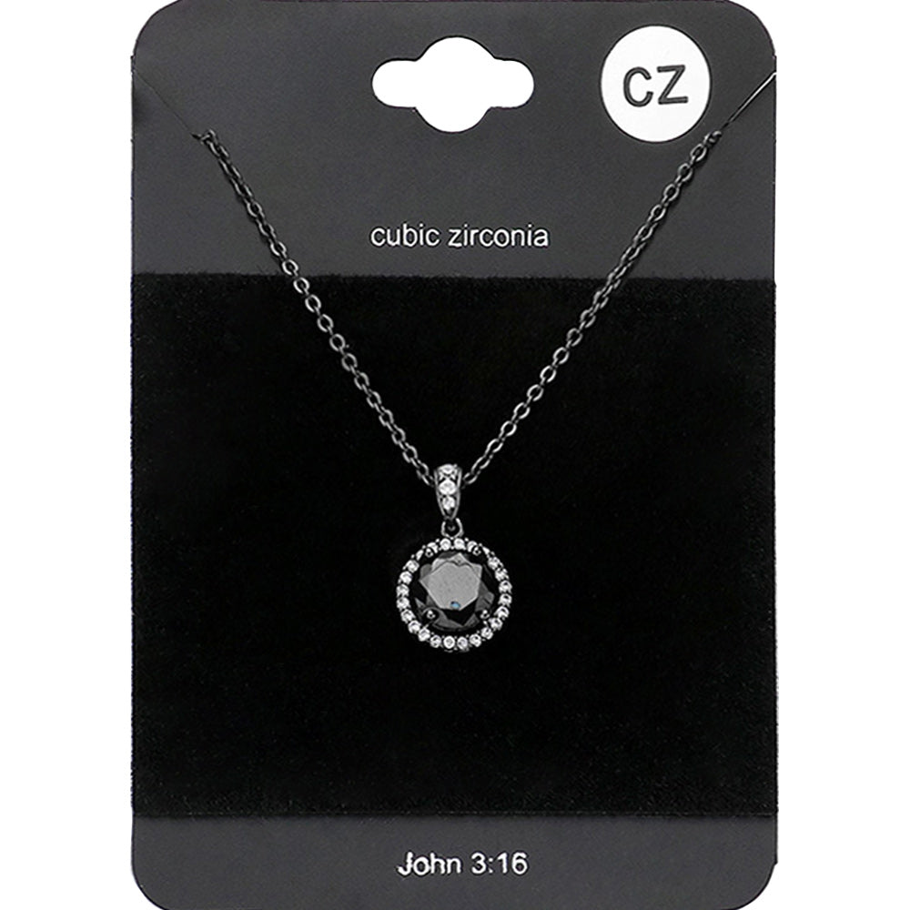 CZ Round Pendant Necklace